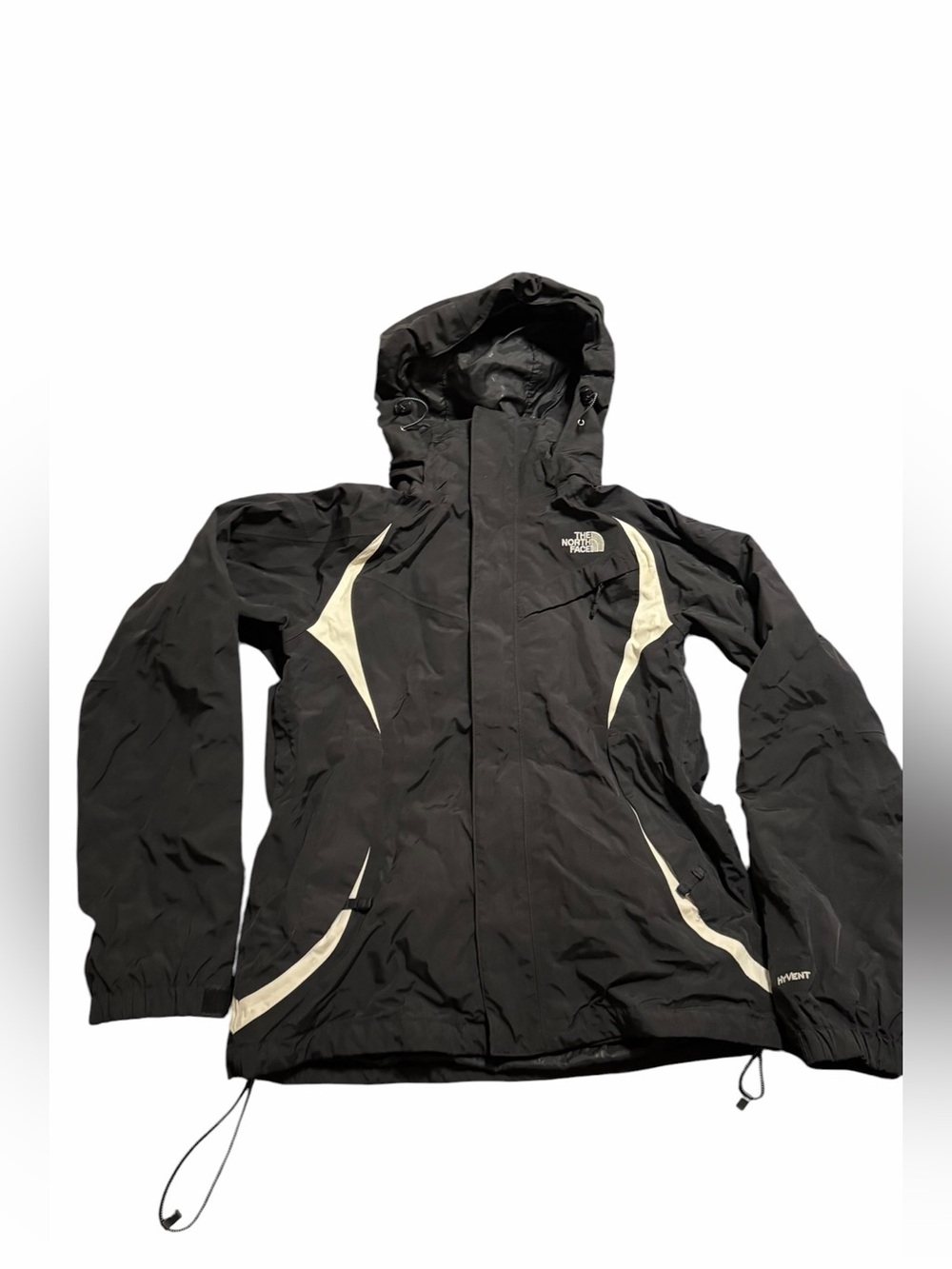 Vintage Y2K The North Face HyVent Ski Shell Jacket Black Beige Women's Small - Picture 1 of 2